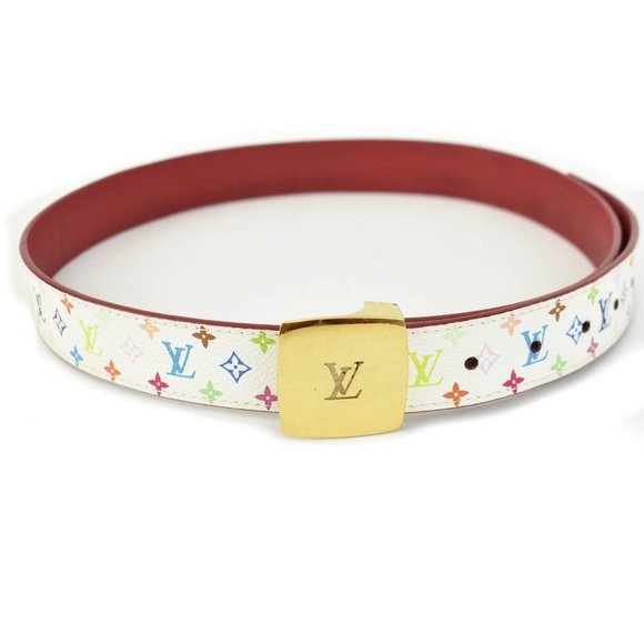Louis Vuitton Accessories - LOUIS VUITTON: Multicolor, "Murakami LV" Logo Belt fits 31"- 35" (mz)